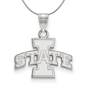 Sterling Silver Iowa State Small Necklace - 24 Inch